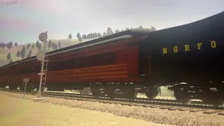 NKP 765 PRR T1 5522 N&W 2777 tripleheader is going downhill with a 42 car excursion