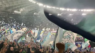 LAZIO IS ON FIRE!!! Derby Lazio - Roma 1-0  19/4/2023 Ultras Curva Nord Tevere coro fine partita!