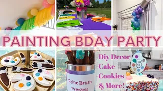 PAINT THEME PARTY // BIRTHDAY PARTY IDEAS // DIY BIRTHDAY PARTY DECORATIONS / BALLOON GARLAND + CAKE