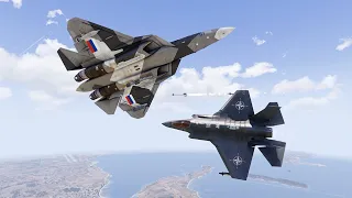 NATO F-35 Fighter Block an Attack from Russian SU-57 Fighters - Arma 3