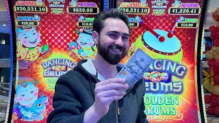 Buying a Bonus BACK TO BACK on the NEW Dancing Drums Slot With The Big Jackpot in Reno!