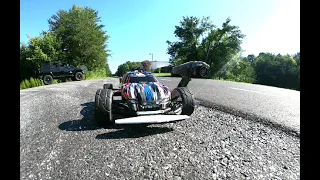 Traxxas Rustler 2wd, 4s pass on new setup. 100+ mph