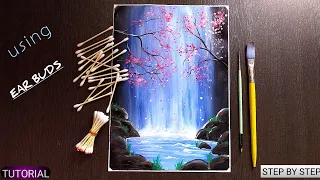 Easy Waterfall Landscape Painting tutorial for beginners || Step by step Waterfall Landscape Paintin