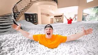 Filling My Friend's House With 100 Million Packing Peanuts!