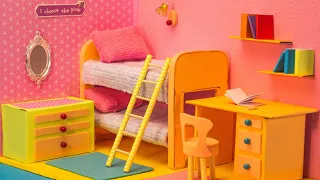 DIY Miniature Dollhouse Room ~ Pink Bedroom For Two