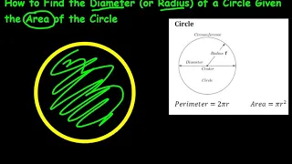 How to Find the Diameter (or Radius) of a Circle Given the Area