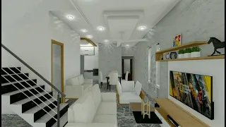 (19 X 39 ) Full Video Walk Through 3D animation INTERIOR design of Duplex House Project