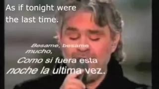 Besame mucho Andrea Bocelli with Spanish lyrics, subtitles and English translation    YouTube