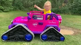 Little Girl Elis Ride On Pink Jeep - Thomas assists with NEW Wheels and Ford Ranger