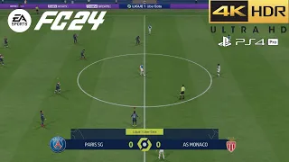 EA FC 24 PSG VS AS Monaco | Ligue 1 Gameplay Playstation 4 Pro Old Gen [4K HDR]