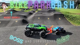 Traxxas XMaxx vs Arrma Granite RC at The Bike Park! Who Survives?