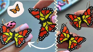 Beaded butterfly earrings in technique brick stitch 🦋