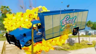 GTA 5 - Realistic High Speed Truck Crashes - Truck Explosion