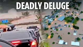 Heart-stopping moment bridge is wiped out in ‘apocalyptic’ Brazil floods & roads turn to rivers