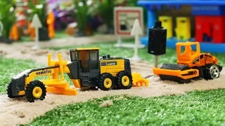 Building Road | Construction Vehicles Toys | Grader , Excavator, Bulldozer, Truck , Road Roller Toy