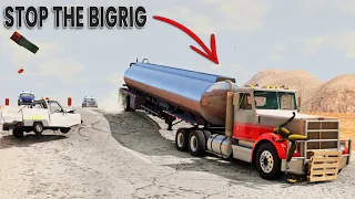BeamNG Drive - Police vs BigRig (Running For The Border)