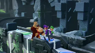 Super Mario Party #9 Whomp's Domino Ruins 10 turns (Donkey Kong Vs Waluigi Vs Mario Vs Luigi)