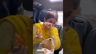 Kubra khan eating jalebi with hamayun saeed