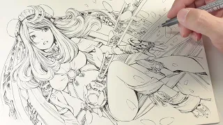 sketchbook : imaginary girl  鉛筆とミリペンで描く