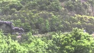 Steam locomotive no. 765 climbing the famous Horseshoe Curve