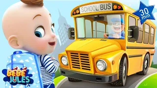 Les Roues de l'Autobus Scolaire - Bébé Jules Prend le Bus - Comptines pour Bébé