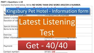 Listening 1 | Kingsbury Pet Hotel - Information form