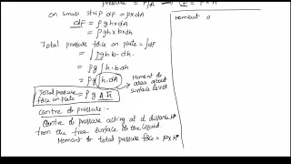 center of pressure and total pressure for vertical plate submerged in liquid