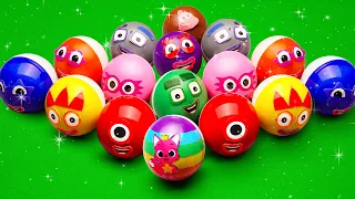 Finding Pinkfong Numberblocks with SLIME in Rainbow Balls CLAY... Coloring! Satisfying ASMR Videos