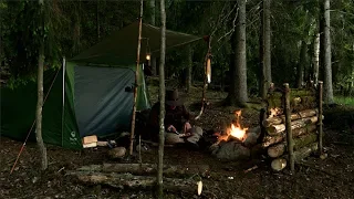 7 day Solo Bushcraft Wild Island Camp - Full Trip Long Version - Woodcraft, Tenkara, Painting