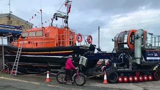 Seahouses RNLI Shannon Class Lifeboat first launch;  18:4:22