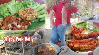 Crispy Pork Belly Cooking and Eating together very delicious 😋 | Countryside Food Cooking
