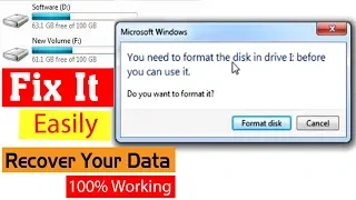 How to Repair USB Pen Drive “You need to format before use” Recover Data from USB in Hard Drive