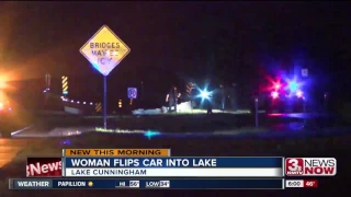 Woman flips car into Lake Cunningham