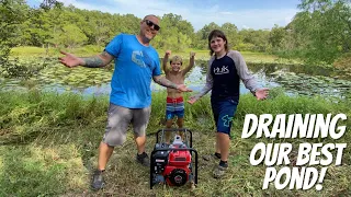 Trash Pump Unboxing, Set Up and HOW DOES IT WORK? Draining Our Best Bass Pond!