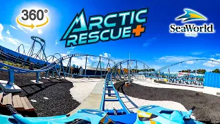 VR 360 Arctic Rescue Roller Coaster On Ride Front Seat POV SeaWorld San Diego 2024 02 03