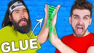 EMBARRASSING! We're STUCK HOLDING HANDS for 24 Hours in Daniel vs Melvin Glued Together Challenge!