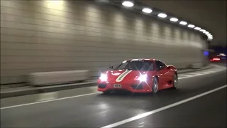 Ferrari 360 Challenge Stradale amazing sounds in Monaco and tunnels!!