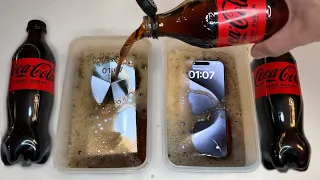 iPhone 15 Pro Max vs Samsung Galaxy S24 Ultra - Coca Cola Zero FREEZE Test! Will It Survive ?
