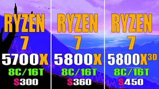 RYZEN 7 5700X vs RYZEN 7 5800X vs RYZEN 7 5800X3D || PC GAMES BENCHMARK TEST ||