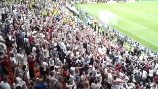 English fans celebrate in Donetsk