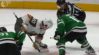 Golden Knights' Chandler Stephenson Penalized for Batting Puck With Hand on Faceoff vs. Stars