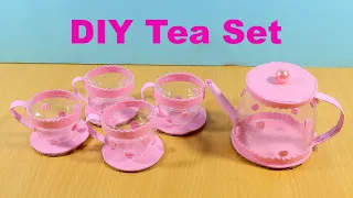 How to Make Tea Set From Plastic Bottle | DIY Tea Set Craft - Easy Plastic bottle Craft Idea