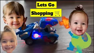 Let’s Go Shopping | Dinosaur Toy Transforming Car | Shopping with Mom & Sis