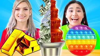 RICH GIRL VS BROKE GIRL CHOCOLATE FONDUE CHALLENGE | CRAZY FOOD BATTLE BY CRAFTY HACKS