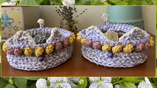 Кошик "Котик в квітах"_ гачком_майстер клас (Basket "Cat in flowers"_crochet_master class)