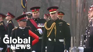 Prince William addresses cadets at Royal Military Academy in Sandhurst