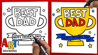 How to Draw Happy Father's Day TROPHY Best Dad