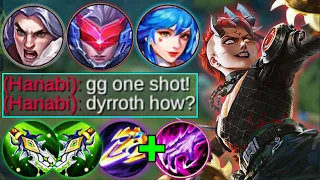 DYRROTH USERS, TRY THIS "ONE SHOT" ITEM & EMBLEM SET IN MYTHIC RANK | GLOBAL DYRROTH - MLBB