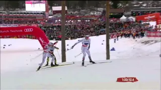 Northug VS Halfvarsson swedish comments   finish for men's relay GOLD   VM Falun 2015   YouTube