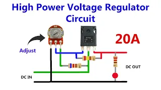 0-35V 20A Adjustable Voltage Regulator using MOSFET